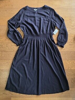 Croft & Barrow Midi Dress Black Long Sleeve XL NWT